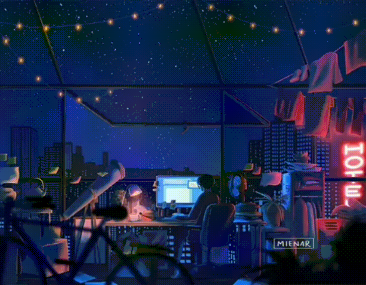 pixel art gif of someone coding